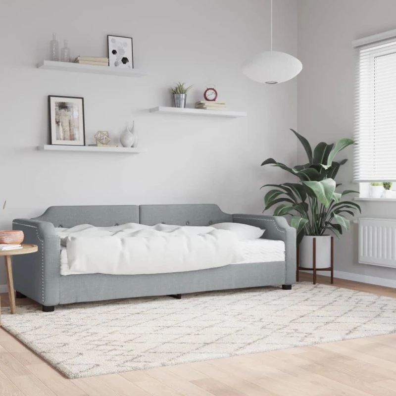 vidaXL Daybed med madras 100x200 cm lysegrå