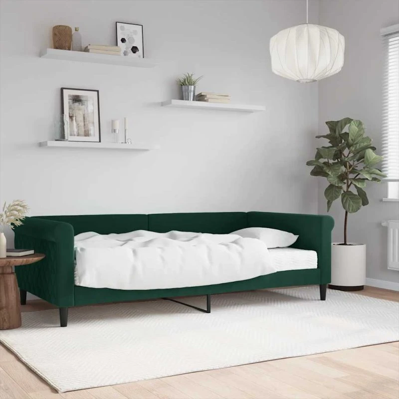 vidaXL Daybed med madras 100x200 cm mørkegrøn