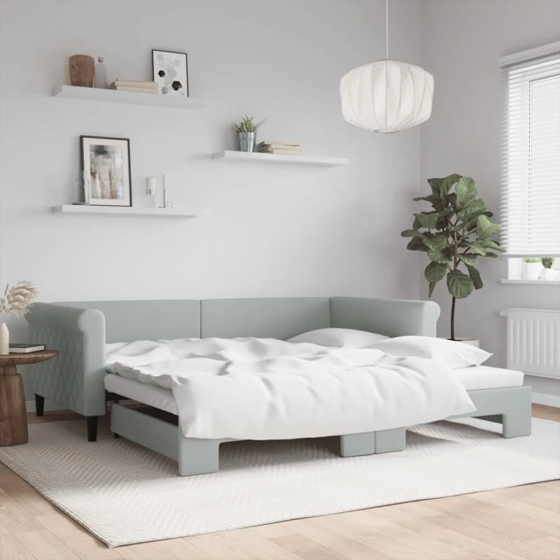 vidaXL Daybed med Udtræk 100x200 cm Lysegrå