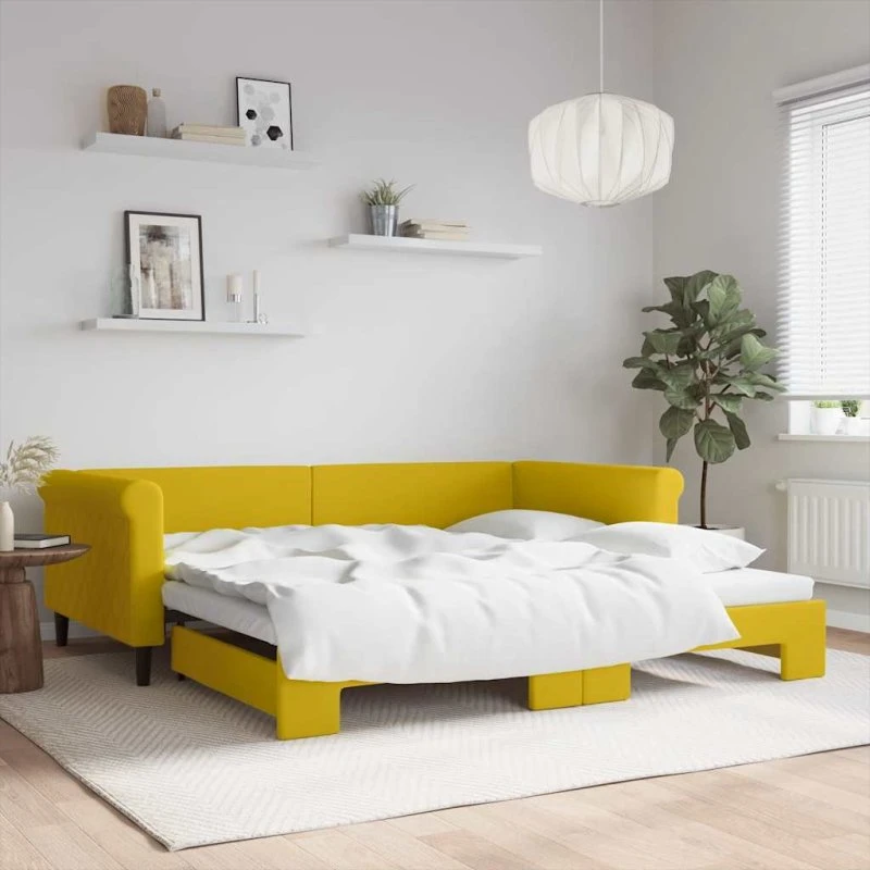 vidaXL Daybed med udtræk 100x200 cm, velour gul
