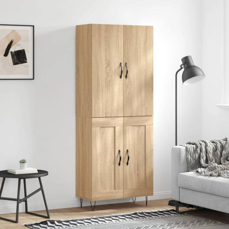 vidaXL Højskab 69,5x34x180 cm Konstrueret Træ Sonoma-Ege