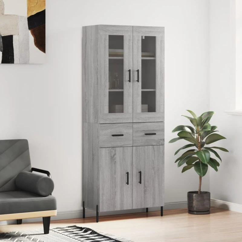 vidaXL Højskab 69,5x34x180 cm Konstrueret Træ Grå Sonoma-Ege