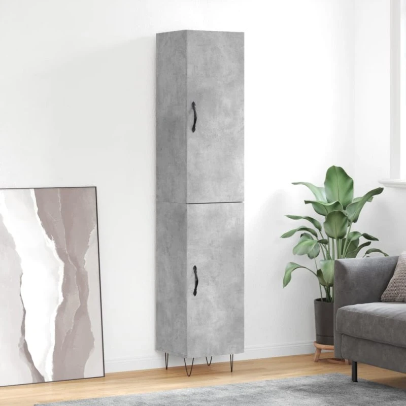 vidaXL Skab 34,5x34x180 cm Konstrueret Træ Betongrå