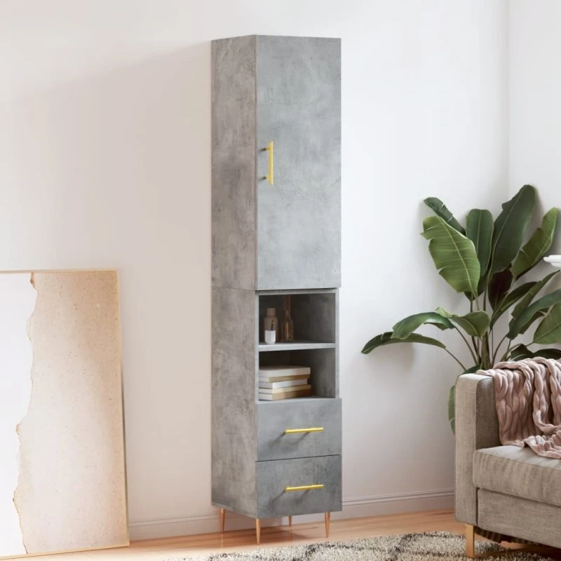 vidaXL Skab 34,5x34x180 cm Konstrueret Træ Betongrå