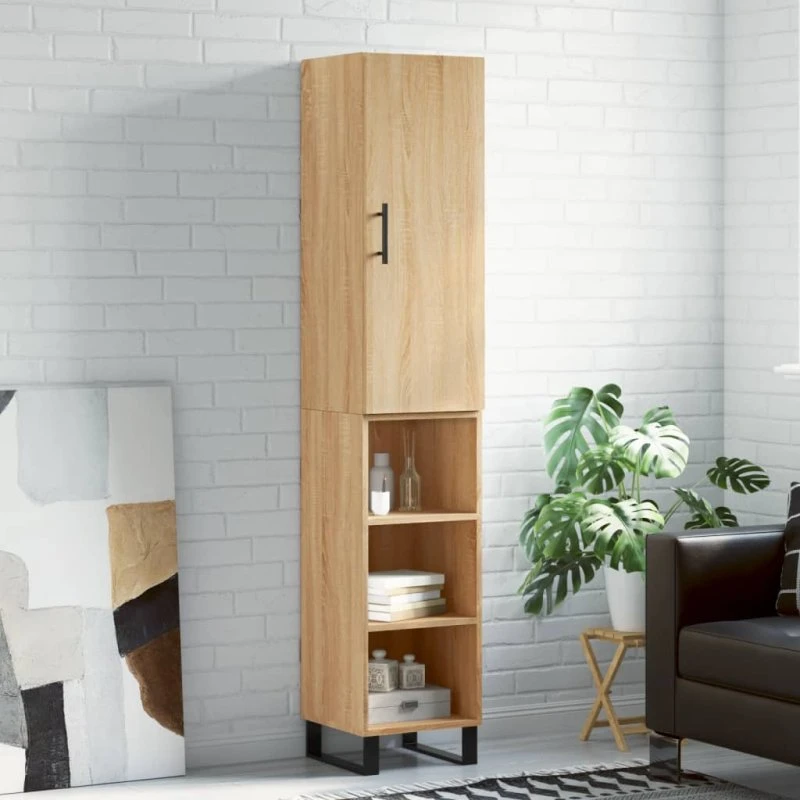 vidaXL Skab 34,5x34x180 cm Konstrueret Træ Sonoma-Eg