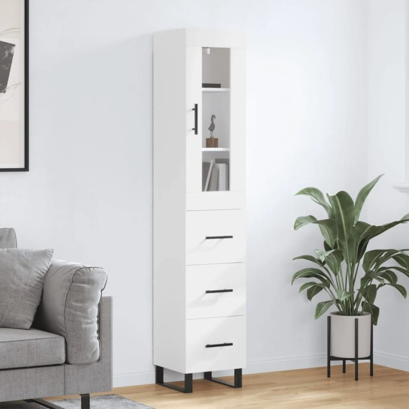 vidaXL Skab 34,5x34x180 cm Konstrueret Træ Hvid