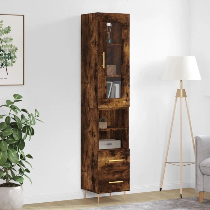 vidaXL Skab 34,5x34x180 cm Røget Egetræ