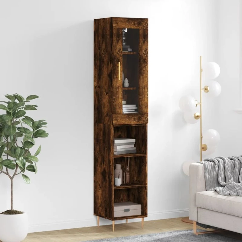 vidaXL Skab 34,5x34x180 cm røget egetræ konstrueret træ