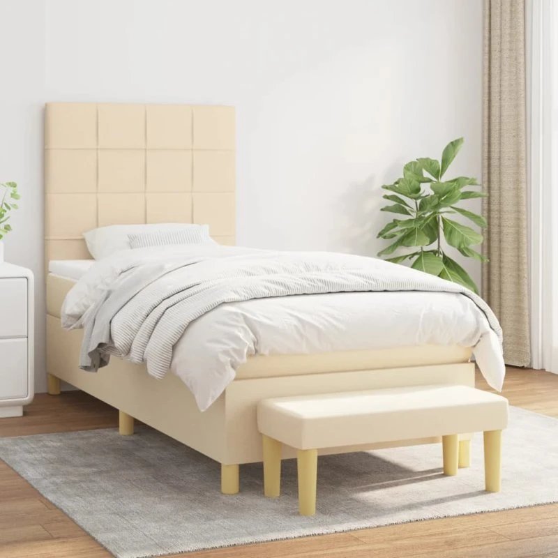 vidaXL Kontinentalseng med Madras 80x200 cm Cremefarvet