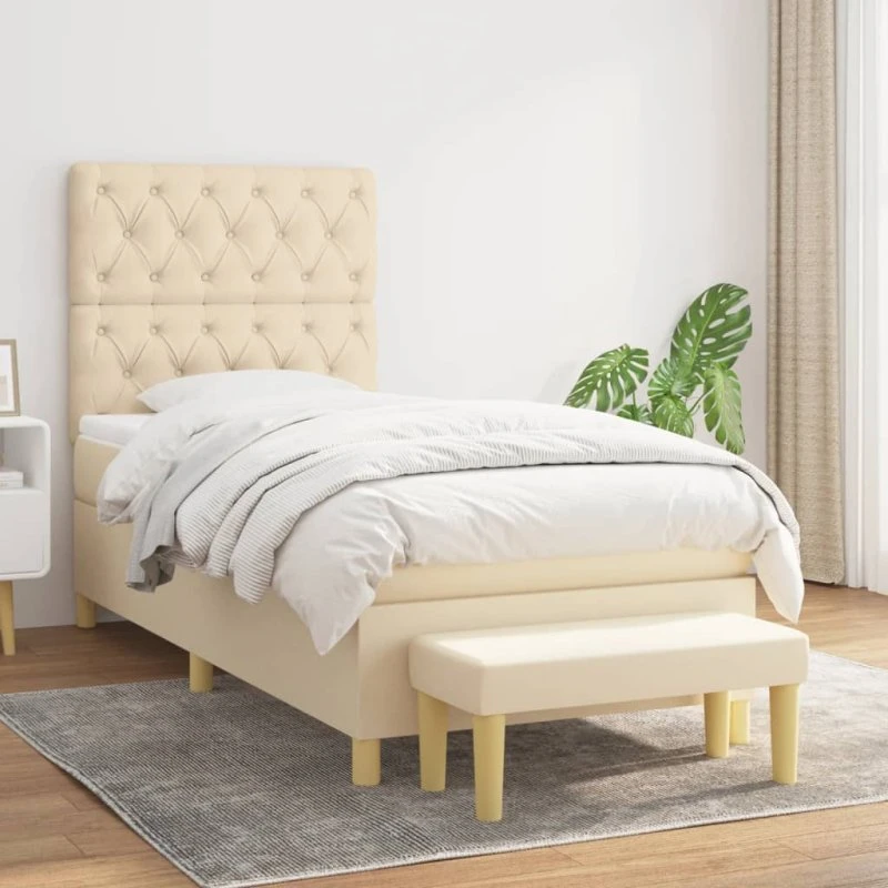 vidaXL Kontinentalseng 80x200 cm med madras, cremefarvet