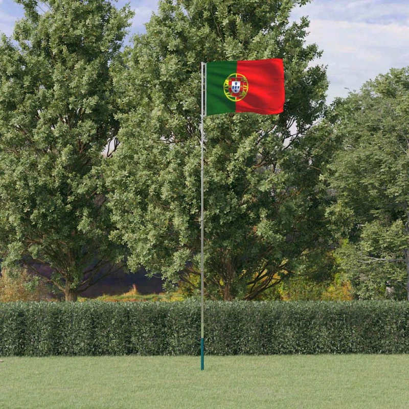 vidaXL Portugal flag og flagstang 5,5 m aluminium