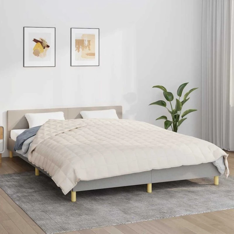 vidaXL Tyngdetæppe 200x225 cm, 9 kg, lys cremefarve