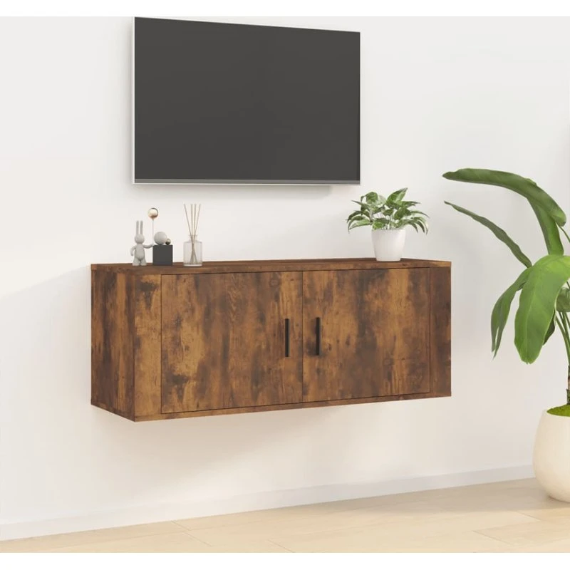 vidaXL væghængt tv-skab 100x34,5x40 cm røget egetræ