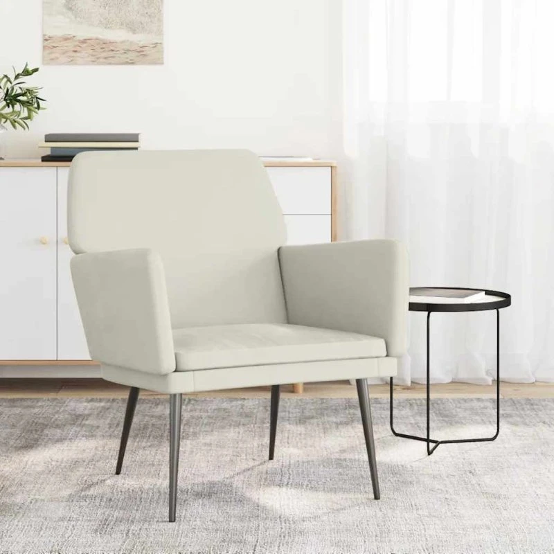 vidaXL Lænestol 62x79x79 cm velour cremefarvet