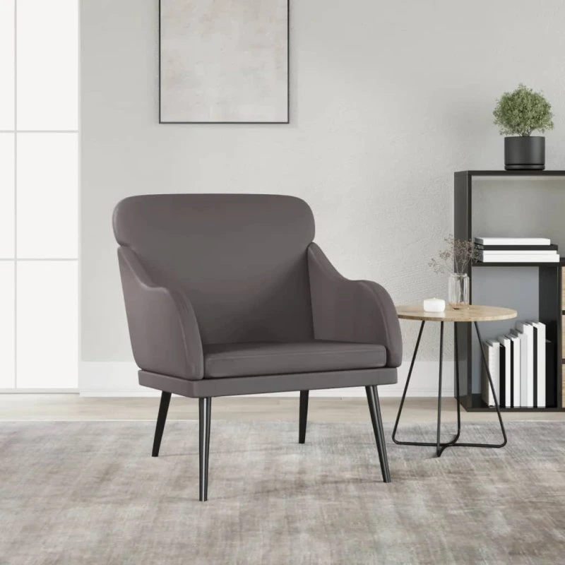 vidaXL Lænestol 63x76x80 cm grå kunstlæder