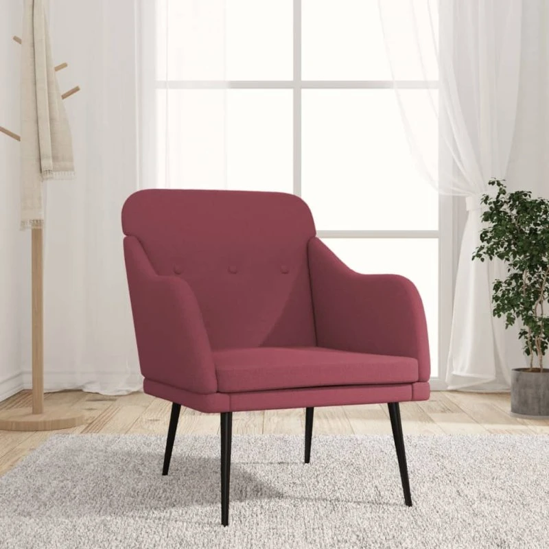 vidaXL Lænestol 63x76x80 cm stof vinrød