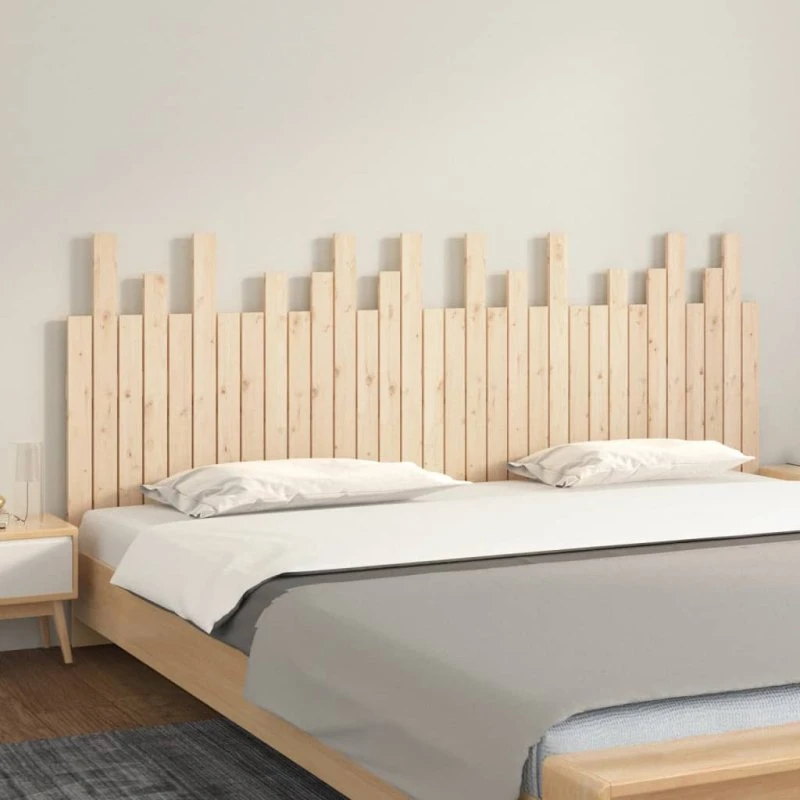 vidaXL Sengegavl 204x3x80 cm massivt fyrretræ naturfarvet