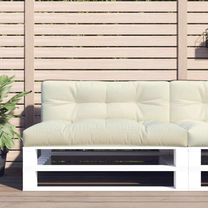 vidaXL Pallehynde 120x40x12 cm Cremehvid Stof