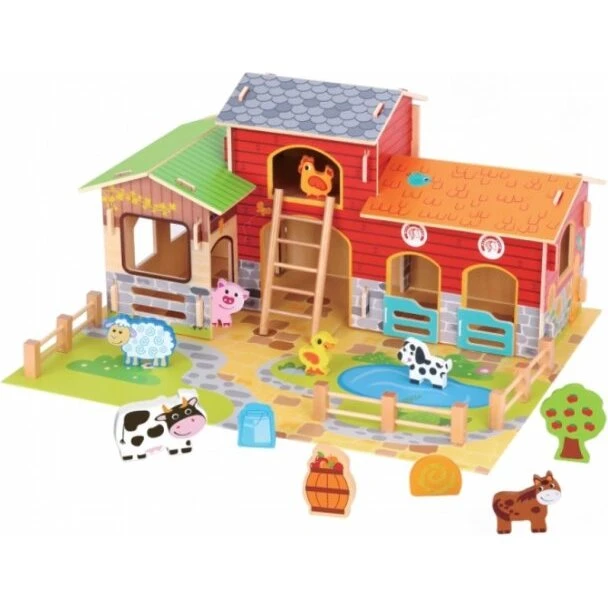Woopie Greens bondegård i træ, legesæt 18 dele