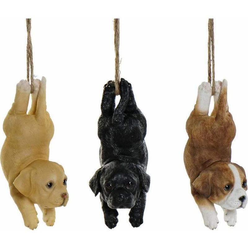 DKD Home Decor Harpiks Hund - Sæt med 3, Brun/Sort/Beige