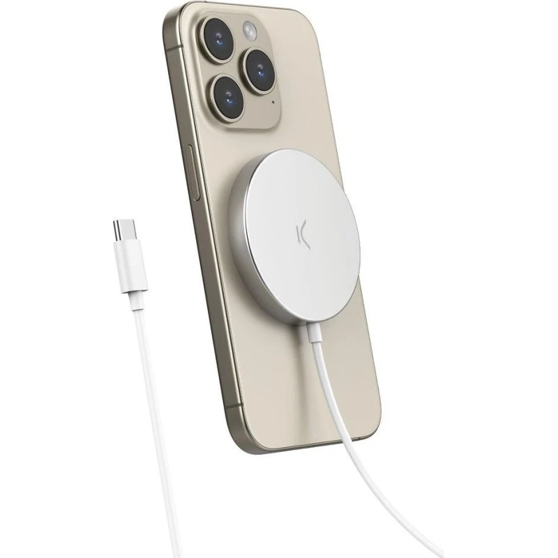 KSIX MagniBoost trådløs oplader, hvid, USB-C, 1 m