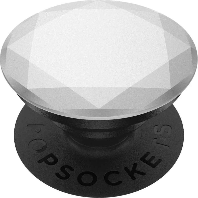 PopSockets Swappable PopGrip - Metallisk Sølv (Diamant Design)