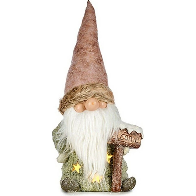 Krist+ Julefigur trold med lys, hvid/grøn/brun/pink, 21×58×27 cm