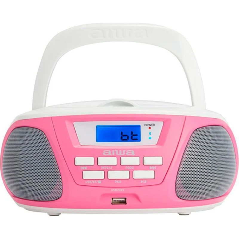 Aiwa BBTU-300PK Bluetooth Boombox, Rosa/Hvid