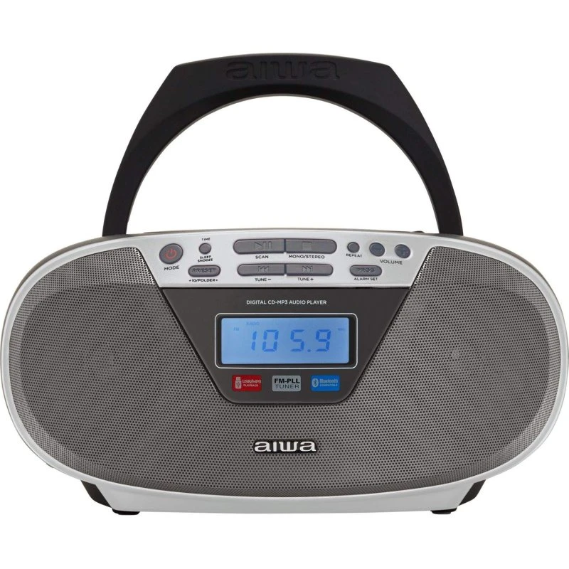 Aiwa BBTU-400SL Silver Bluetooth Boombox med CD-afspiller