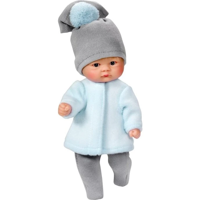 ASI Bomboncín Babydukke, 20 cm, Dreng, Blond Hår, Blå/Grå