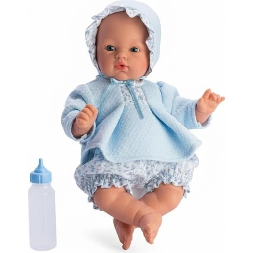 ASI Koke Babydukke 36 cm, Blå, med Tøj og Sutteflaske