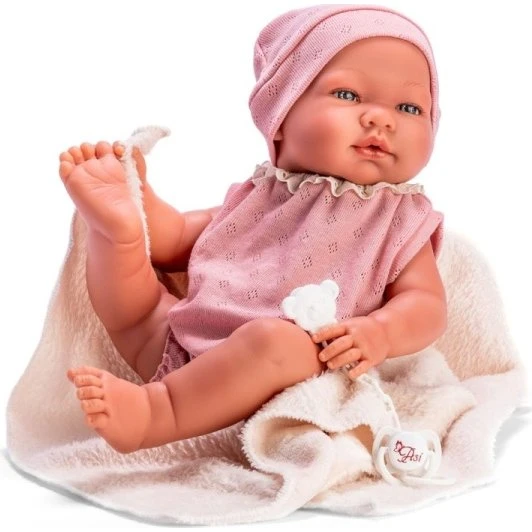 ASI Maria Babydukke 43 cm med Rosa Dragt og Tæppe