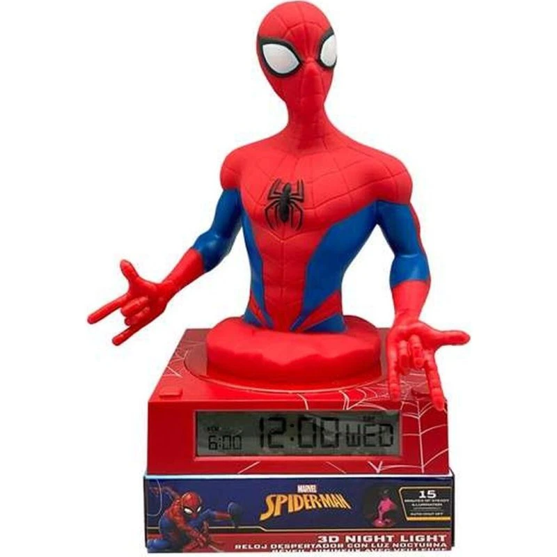 Marvel Spider-Man Vækkeur med Natlys – Rød