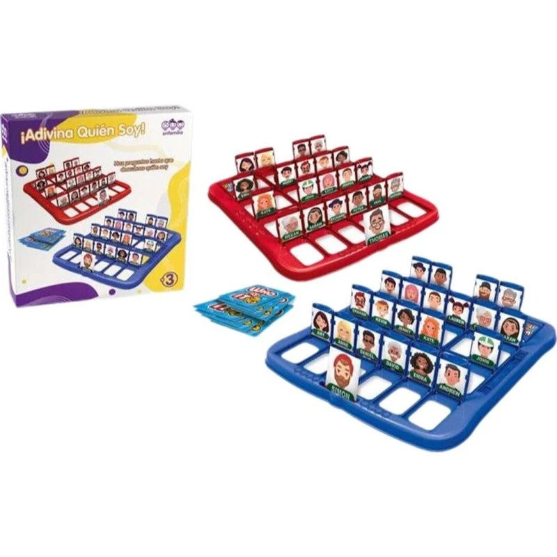 Adivina Quién Soy - Brætspil, 2 spillere, blå/rød