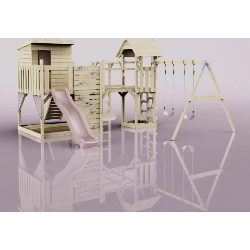 PolarPlay Malou legetårn m/ gynge & mørkegrøn rutsjebane