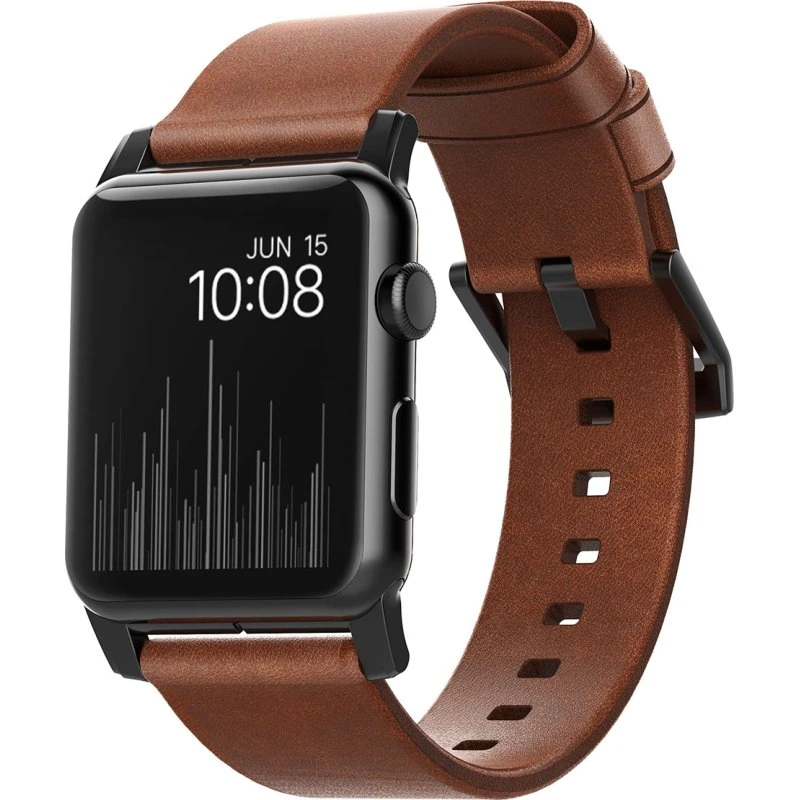 Nomad Leather Strap Brun/Sort til Apple Watch 49/45/44/42mm