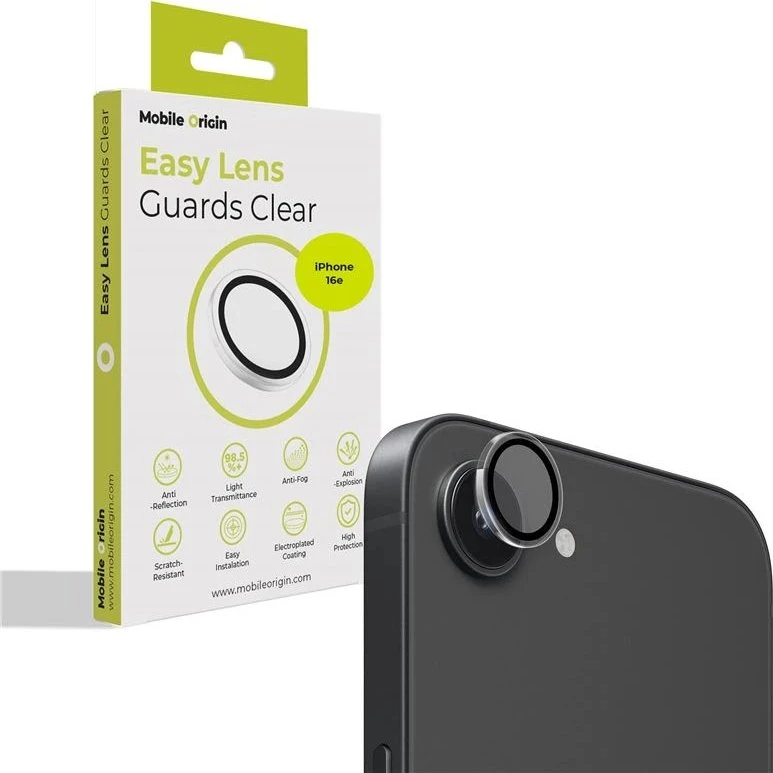 Mobile Origin Easy Kameraobjektivbeskyttelse til iPhone 17e/16e, transparent