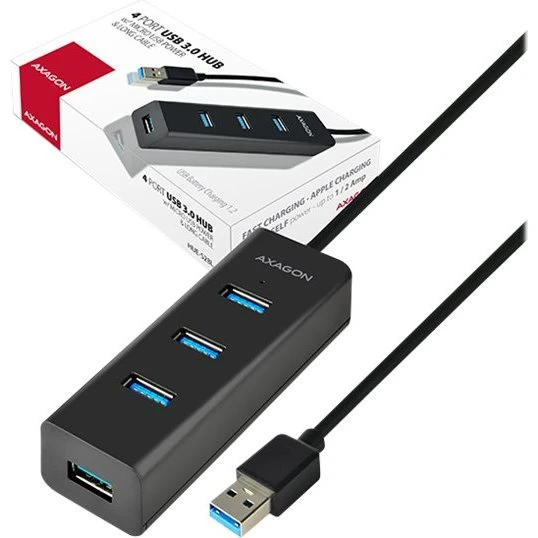 AXAGON HUE-S2BL USB 3.0 Hub, 4-port, sort
