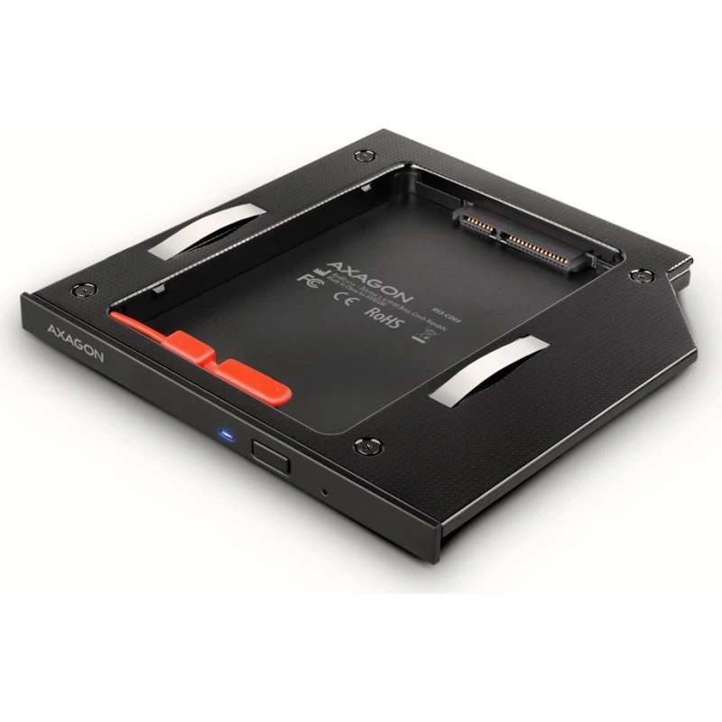 Axagon RSS-CD09 2.5" SSD/HDD Caddy, Sort, 9,5 mm, SATA