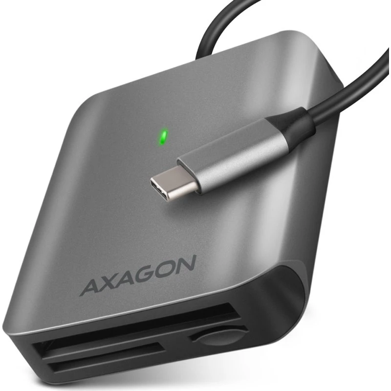 Axagon CRE-S3C USB-C Kortlæser, Grå, 5000 Mbit/s