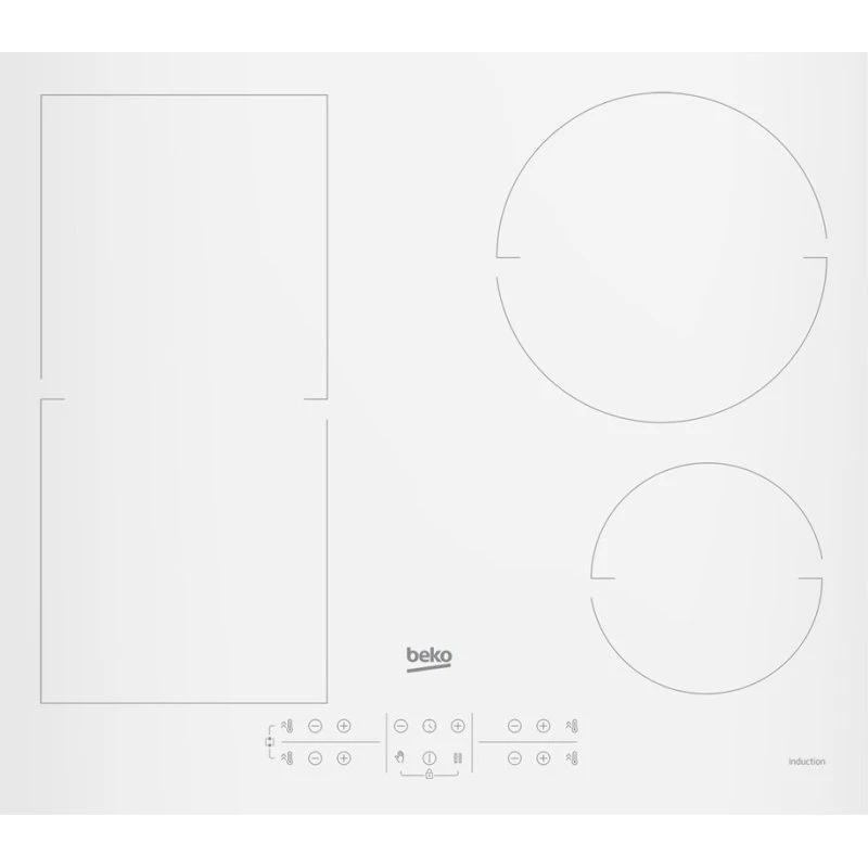 Beko HII64200FMTW 4-plades Induktionskogeplade, Hvid