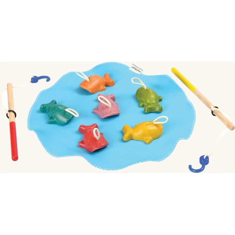 PlanToys Fiskespil – 6 træfisk & 2 fiskestænger