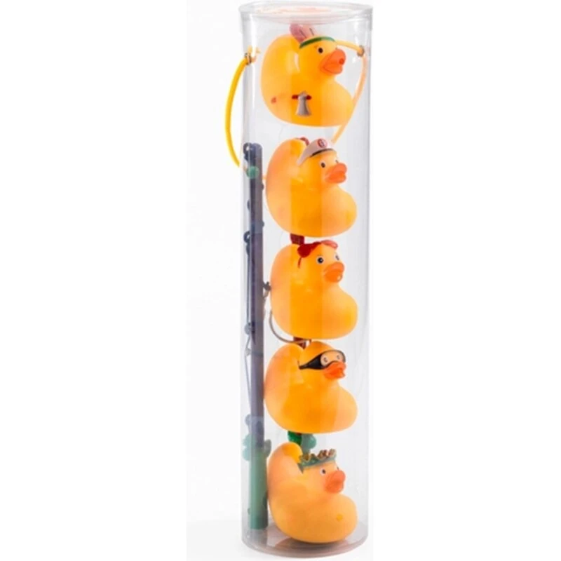 Djeco Badeænder 5 stk gule 8 cm + 2 fiskestænger