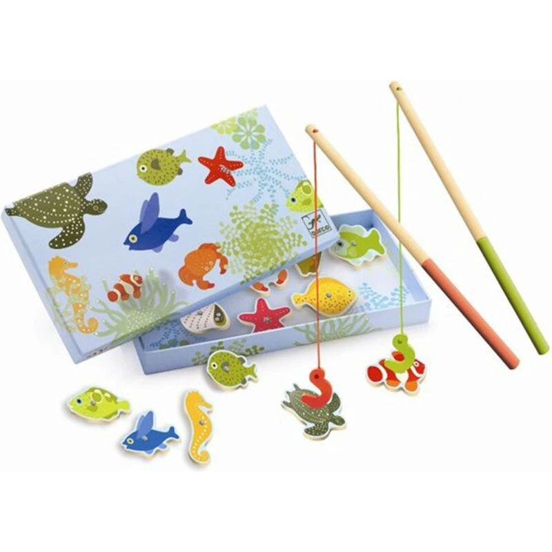 Djeco Fiskespil Tropiske Fisk – 12 magnetiske træfisk