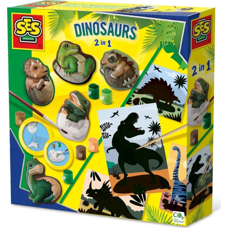 SES Creative Støb & Mål Dinosaurer – 6 Farver, 5-10 År