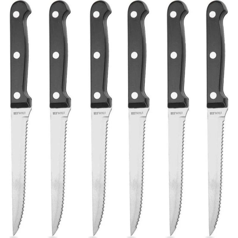 Carrefour Steakknivsæt 21 cm, 6 stk., sort