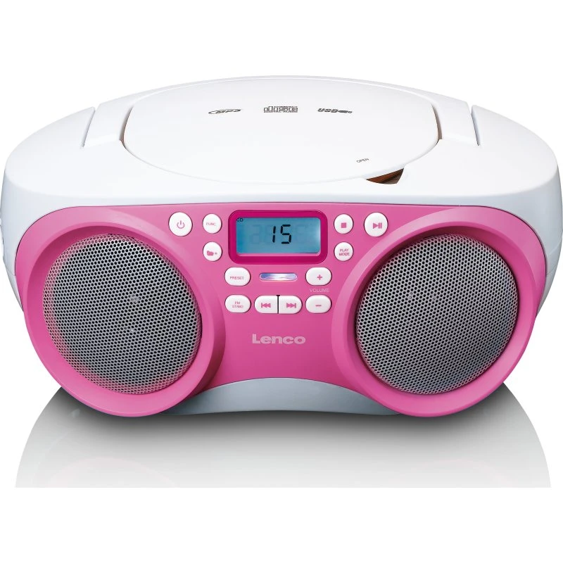 Lenco SCD-301 Pink Bærbar FM-radio/CD/MP3/USB-afspiller