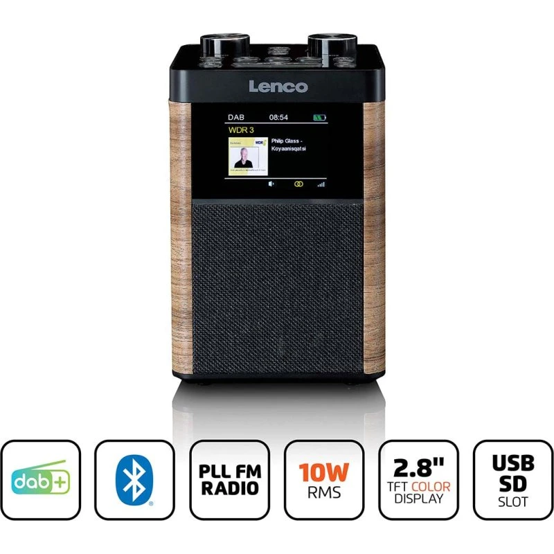 Lenco PDR-060WD DAB+/FM-radio Bluetooth 10W, 14H batteri, Sort