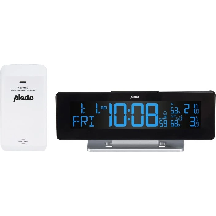Alecto WS-2500 Digital Vækkeur med Vejrstation, Sort