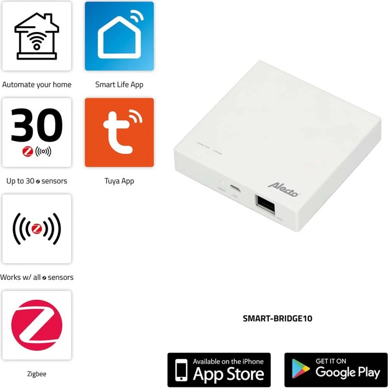 Alecto SMART-BRIDGE10 – Zigbee-hub til op til 30 sensorer